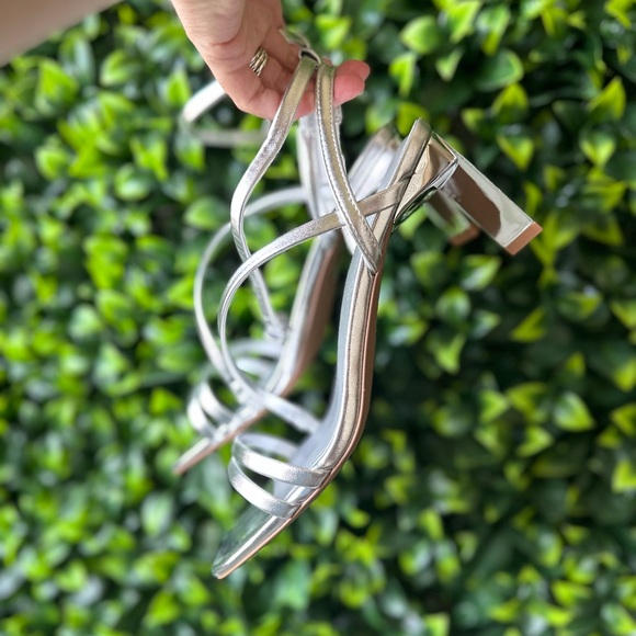 Call It Spring Silver Metallic Heeled Sandal NWT - Picture 4 of 4